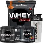 Kit Suplementos Black Skull ( Creatina 150g + Whey turbo 907g + Pré treino 150g + Coqueteleira )