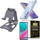 Kit Suporte Hrebos + Capinha + Película Vidro 3D - Samsung Galaxy M14 - Chumbo