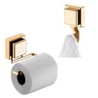 Kit Suporte Papel Higiênico Gancho Multiuso Porta Toalha Banheiro Ventosa Dourado - Future