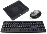 Kit Suporte Para Notebook C/cooler VINIK e Teclado E Mouse Multilaser C/fio USB TC065