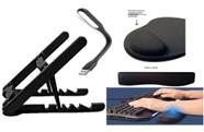 Kit Suporte Para Notebook, Mousepad e Apoio para Teclado, Luminária USB