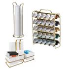 Kit Suporte Porta 50 Cápsulas Café Nespresso Organizador Copo Descartável e Mexedores Dourado - Future