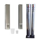 Kit Suporte Quadrado Inox Porta Copo Descartável 50ml e 200ml + Lixeira Inox Duplo Água E Café