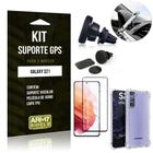 Kit Suporte Veicular Magnético Galaxy S21 + Capa Anti Impacto +Película Vidro 3D - Armyshield