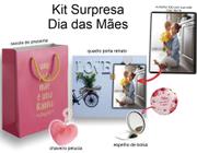 Kit Surpresa Porta Retrato Espelho de Bolsa Chaveiro e Sacola