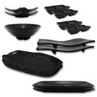 Kit Sushi 13 Pecas em Melamina / Plastico Preto Travessas e Molheiras Utilgoods