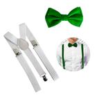 Kit Suspensório + Gravata Borboleta Adulto Verde Carnaval