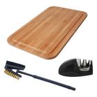 Kit Tabua para Cortar Carne 50 X 30cm + Limpa Grelha + Afiador de Faca