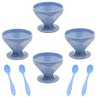 Kit Taça de Sobremesa com 4 taças de sobremesa 150ml + 4 colheres Azul em Polipropileno Linha Tendências VEM