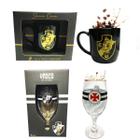 Kit Taça Windsor 330ml Cerveja Vinho + Caneca Porcelana Preta 300ml Café Série Ouro Vasco