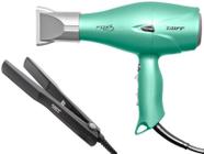 KIT TAIFF - SECADOR PROFISSIONAL FOX ION 3 SOFT GREEN 2200W 127V + PRANCHA CERAMICA 180ºC