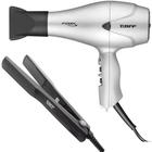 KIT TAIFF - SECADOR PROFISSIONAL FOX ION S PRATA 2100W 127V + PRANCHA CERAMIC 180ºC BV