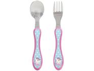 Kit Talher Infantil Inox Buba Unicórnio Rosa e Azul 2 Peças