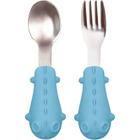 Kit Talheres Cabo em Silicone Inox Azul Dino 15819 - Buba