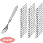 Kit Talheres Decorado com 48 Garfo Branco Blumenau Aço Inox