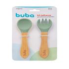 Kit Talheres Silicone E Bambu Verde - Buba