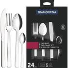 Kit Talheres Tramontina 24 Peças Malibu Faqueiro Aço Inox Faca churrasco Garfo Colher mesa chá