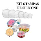 Kit Tampas Silicone Ajustável Universal Reutilizável 6pç