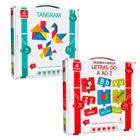 KIT Tangram 14 peças + Letras A-Z Pedagógico 78 peças