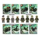 Kit tanque caminhão avião helicóptero militar exército 8x blocos de montar kit guerra + bonecos 445 pçs - SY