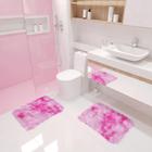 Kit Tapete Banheiro Felpudo Peludo Mesclado Rosa 40 x 60 cm