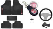 Kit Tapete de Borracha + Capa de Volante + Chaveiro para Fiat Strada CD 2022 a 2023