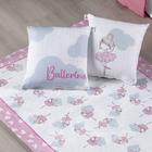 Kit Tapete Estampado Com Capas de Almofadas 3 Peças Ballerina Juvenil 100% Poliéster