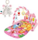 Kit Tapete Infantil Musica Rosa + Naninha Anti Alergica 30cm