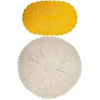 Kit Tapetes De Crochê Barbante Oval 73Cm Amarelo E Redondo 92Cm Para Banheiro Cozinha Sala Quarto Artesanal