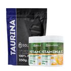 Kit: Taurina 250g + 2 Vitaminas C Em Pó 500g - 100% Puro Importado - Soldiers Nutrition