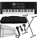 Kit Teclado Barato Musical Estudante 61 Teclas Multi Funções - Queens