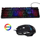 Kit Teclado Com Fio Mouse Gamer Led Luz De Fundo RGB Para Jogos Pc NA300