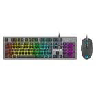 Kit Teclado e Mouse Gamer Fortrek Ranger Rainbow RGB Grafite