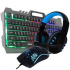 Kit Teclado e Mouse Gamer Headset com Microfone Semi Mecânico Multimídia Anti-Ghost 3200 Dpi Usb - BRIWAX