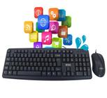 Kit Teclado e Mouse Usb Com Fio Português Brasil Cor Preto