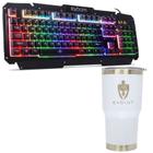 Kit Teclado Gamer LED BK-G200 - Copo Térmico Inox Evolut