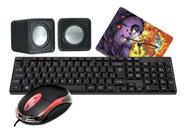 Kit Teclado Mouse Caixinha De Som Pc Notebook Tv Usb