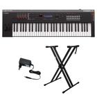 Kit Teclado Sintetizador 61 Teclas MX 61V2 com Fonte Preto Yamaha e Suporte em X