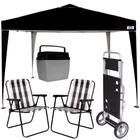 Kit Tenda Articulada 3x3 M + 2 Cadeiras+cooler 34 L + Carrinho de Praia Mor