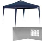 Kit Tenda Dobravel Azul Base e Topo 3x3 M + 2 Paredes na Cor Branca Mor