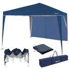 Kit Tenda Dobravel Trixx 3m X 3m Base e Topo + 1 Parede Lateral Azul Nautika