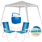 Kit Tenda Gazebo 3 M X 2,40 M Rafia + 2 Cadeiras Aluminio + Cooler 26 L Mor