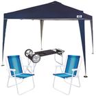 Kit Tenda Gazebo Dobravel 3x3 M + Carrinho de Praia + 2 Cadeiras de Praia Mor