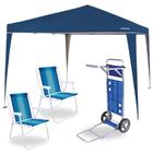 Kit Tenda Gazebo Dobravel 3x3m + Carrinho de Praia + 2 Cadeiras de Praia