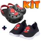 Kit Tenis+Babuche Infantil Uniflex Confortavel Calce Facil Leve personagens Menino Menina