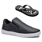 Kit Tênis Casual Slip On Masculino Elástico + Chinelo Leve