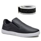 Kit Tênis Casual Slip On Masculino Elástico + Cinto Leve