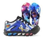 Kit Tênis De Led Infantil Menino Masculino Sonic Boom + Chinelo