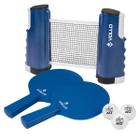 KIT TÊNIS DE MESA PING PONG 2 RAQUETES 3 BOLAS E REDE RETRÁTIL - Vollo