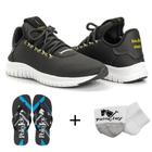 Kit Tênis Masculino Runner Polo Joy Sport Com Meia E Chinelo